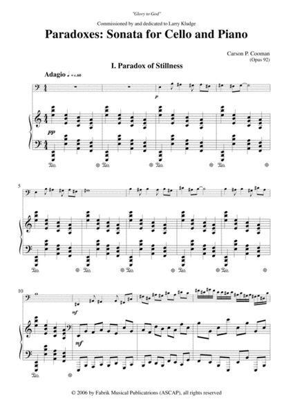 Carson Cooman: Paradoxes: Sonata for Cello and Piano (1998)