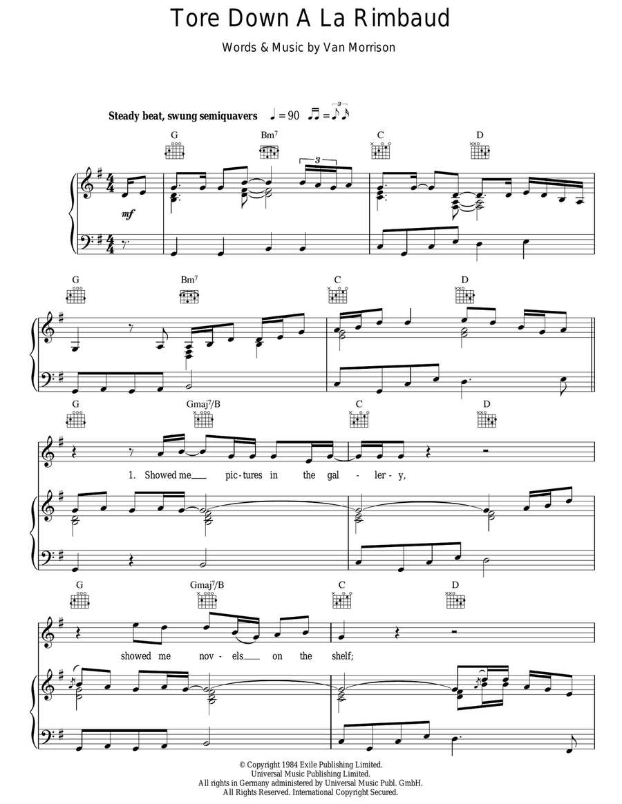 Tore Down A La Rimbaud Acoustic Guitar scores gallery preview page 1