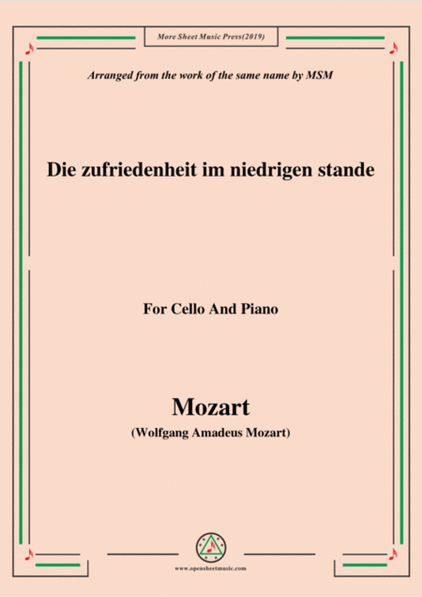 Mozart-Die zufriedenheit im niedrigen stande,for Cello and Piano image number null