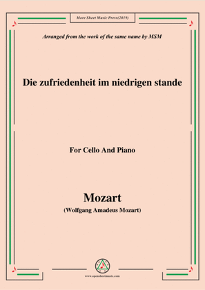 Mozart-Die zufriedenheit im niedrigen stande,for Cello and Piano