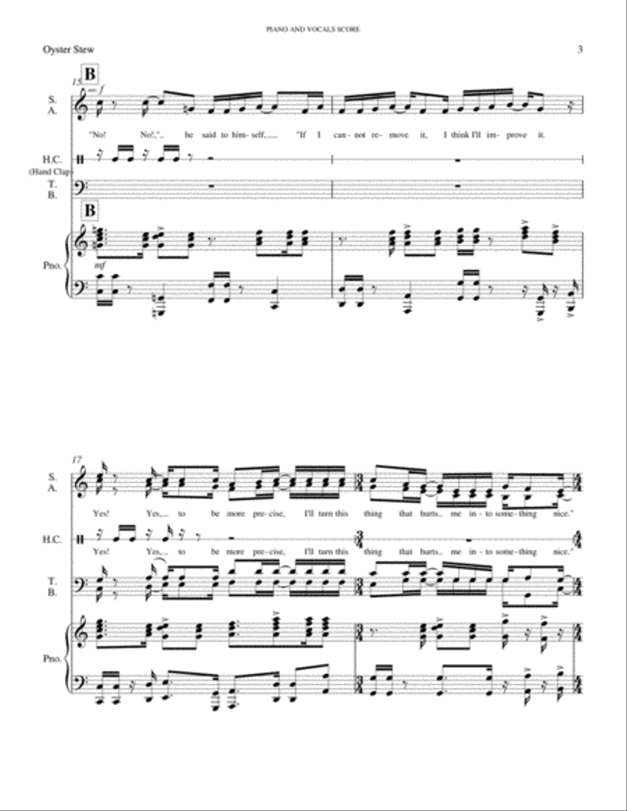 Oyster Stew (SATB and Piano Accompaniment Score) 4-Part scores gallery preview page 3