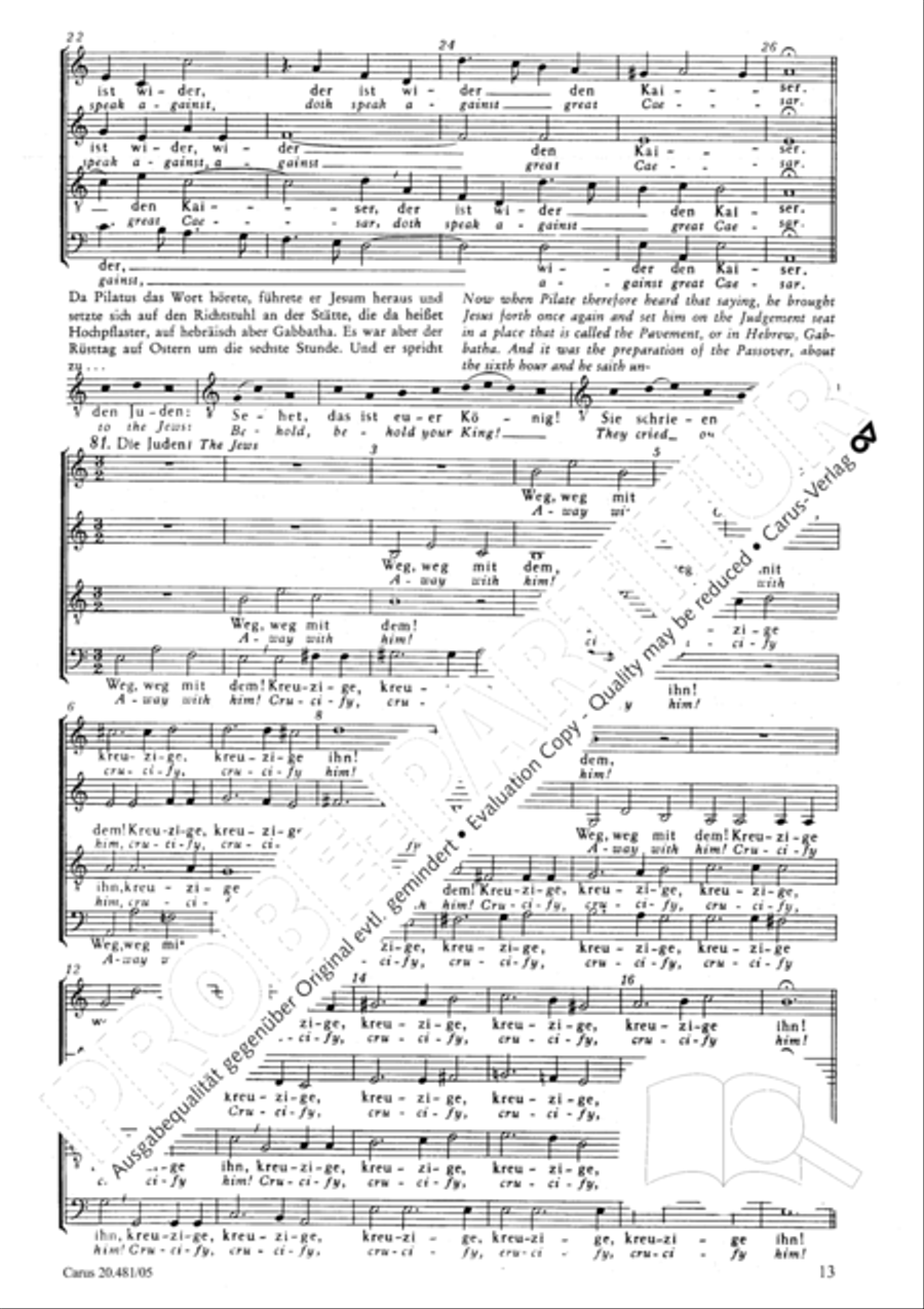 St. John Passion / The Passion of our Lord and Saviour Jesus Christ 4-Part scores gallery preview page 14