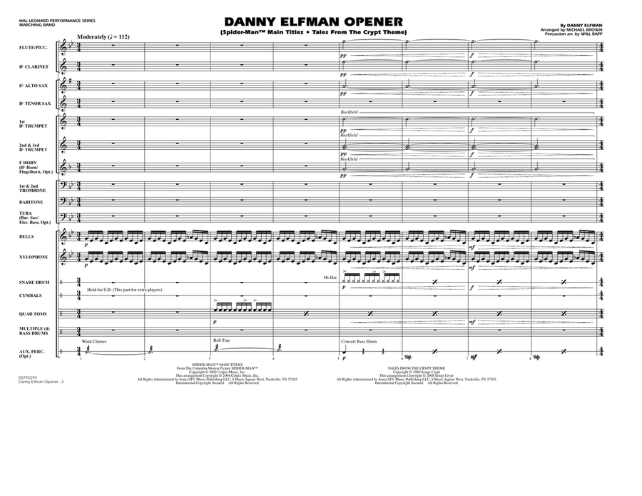 Danny Elfman Opener - Full Score Marching Band scores gallery preview page 2