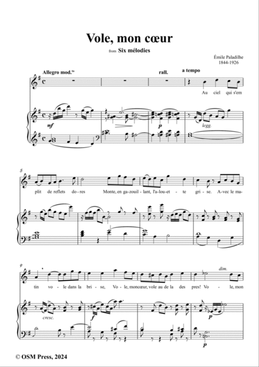 Paladilhe-Vole,mon cœur,in G Major Voice scores gallery preview page 2