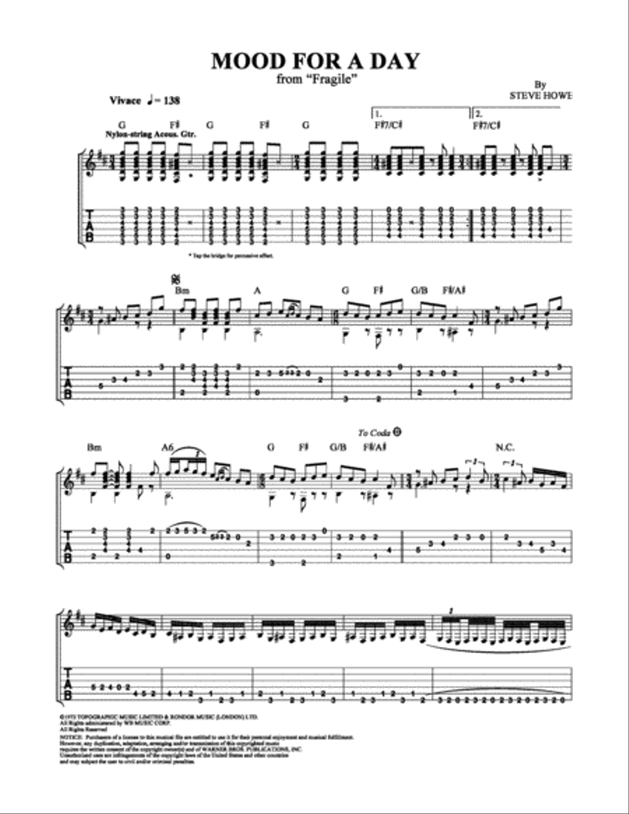 Mood for a Day Electric Guitar scores gallery preview page 1