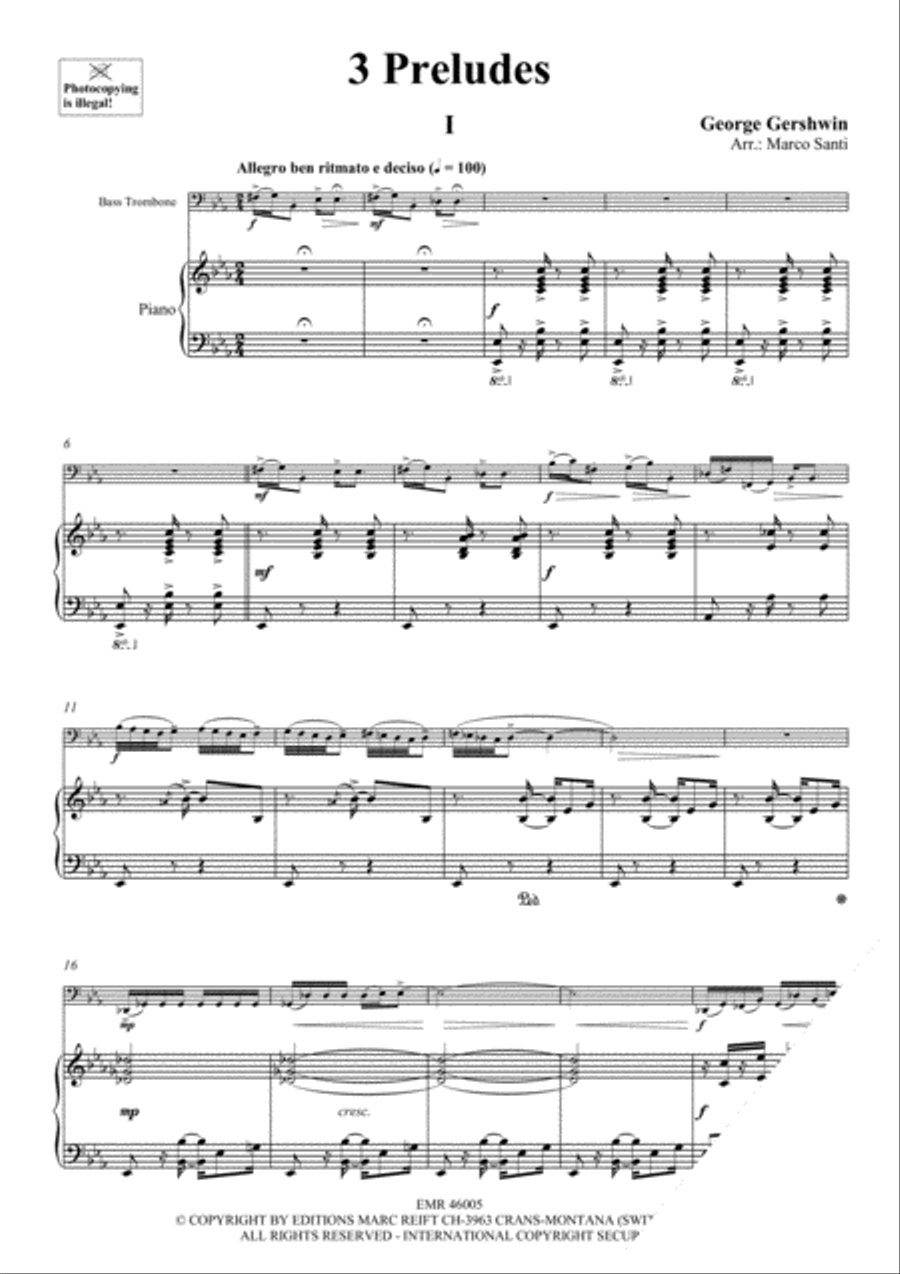 3 Preludes Bass Trombone scores gallery preview page 3