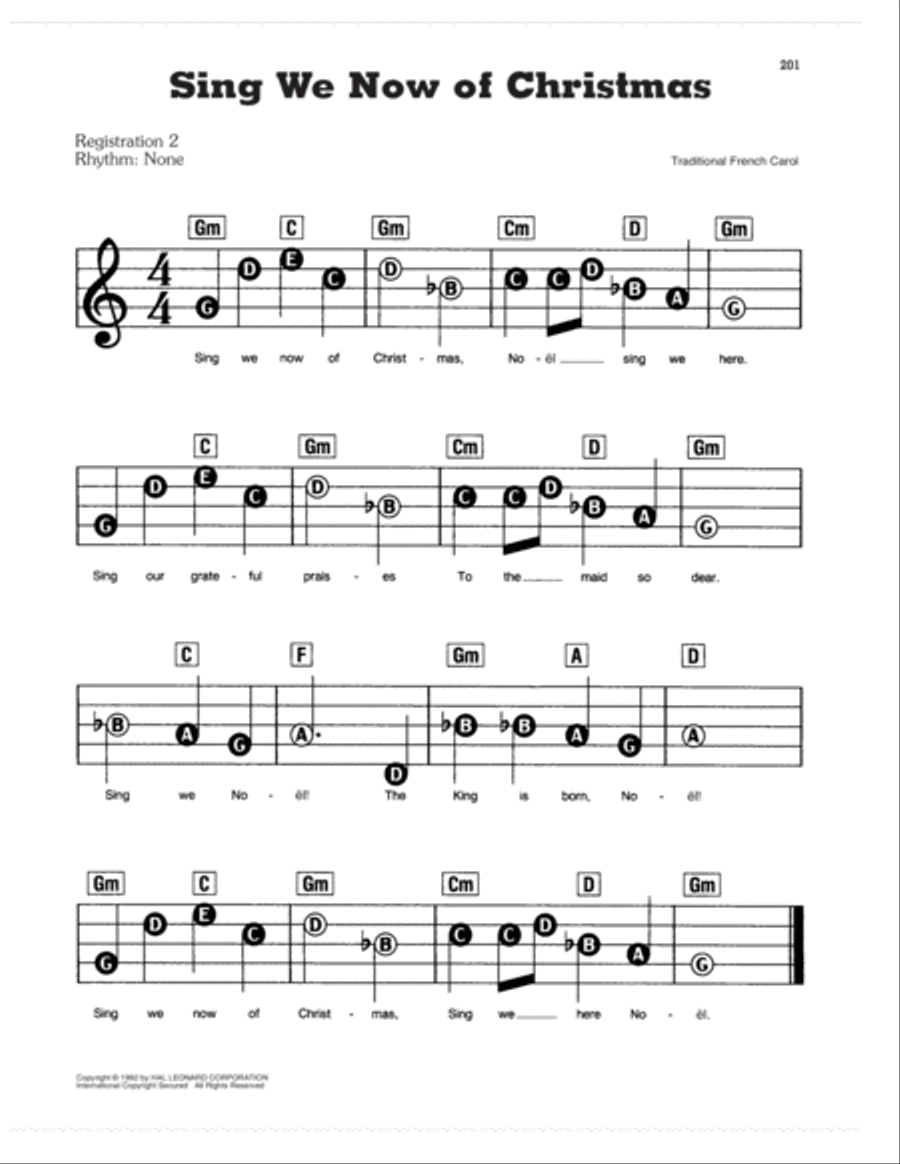 Sing We Now Of Christmas Electronic Keyboard scores gallery preview page 1