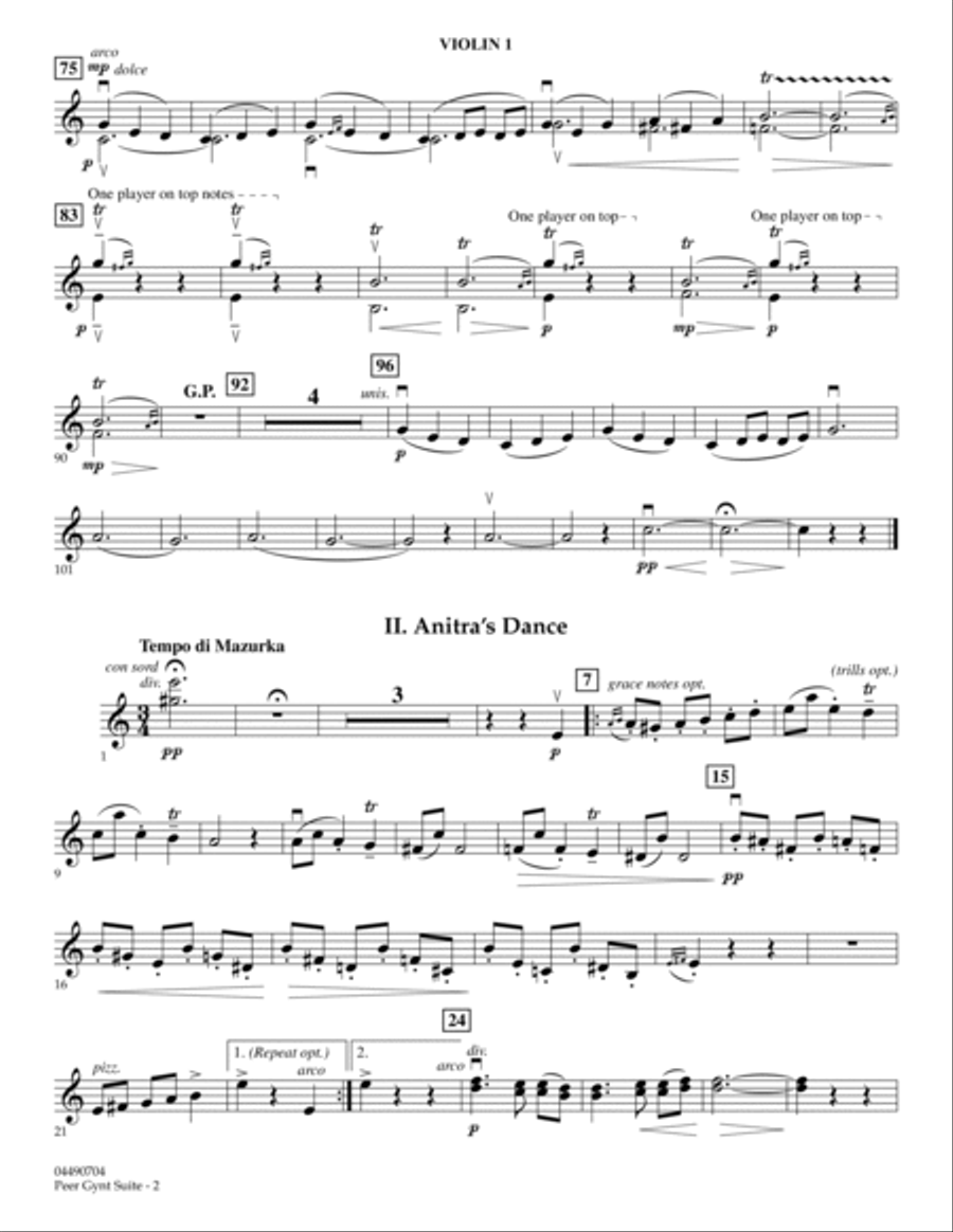 Highlights from Peer Gynt - Violin 1 Orchestra scores gallery preview page 2