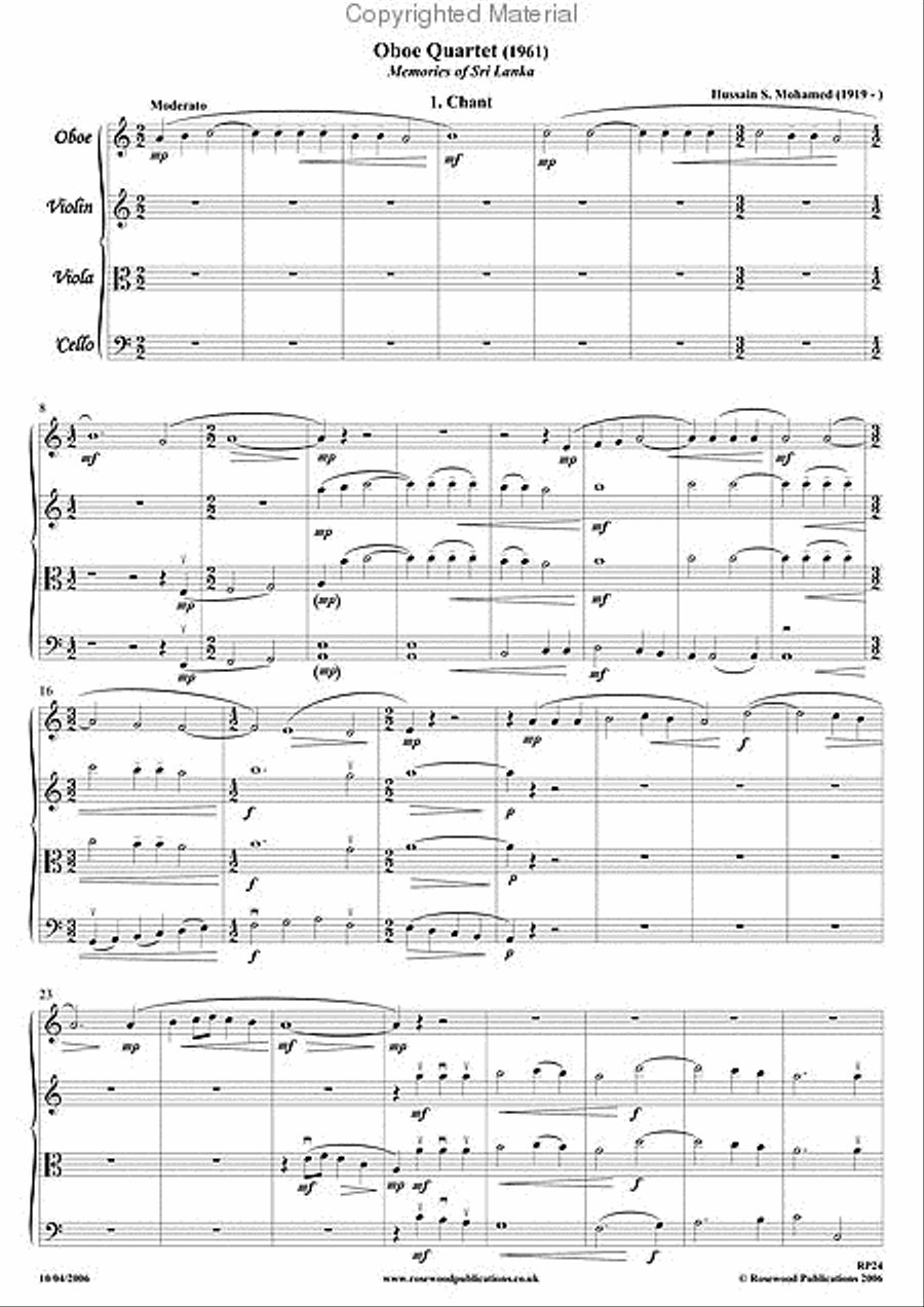 Quartet (1961) Clarinet scores gallery preview page 2