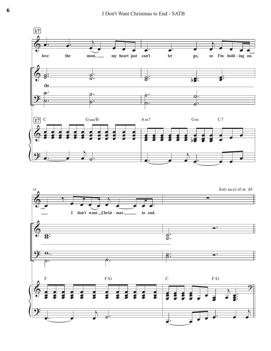 I Don't Want Christmas To End 4-Part scores gallery preview page 6