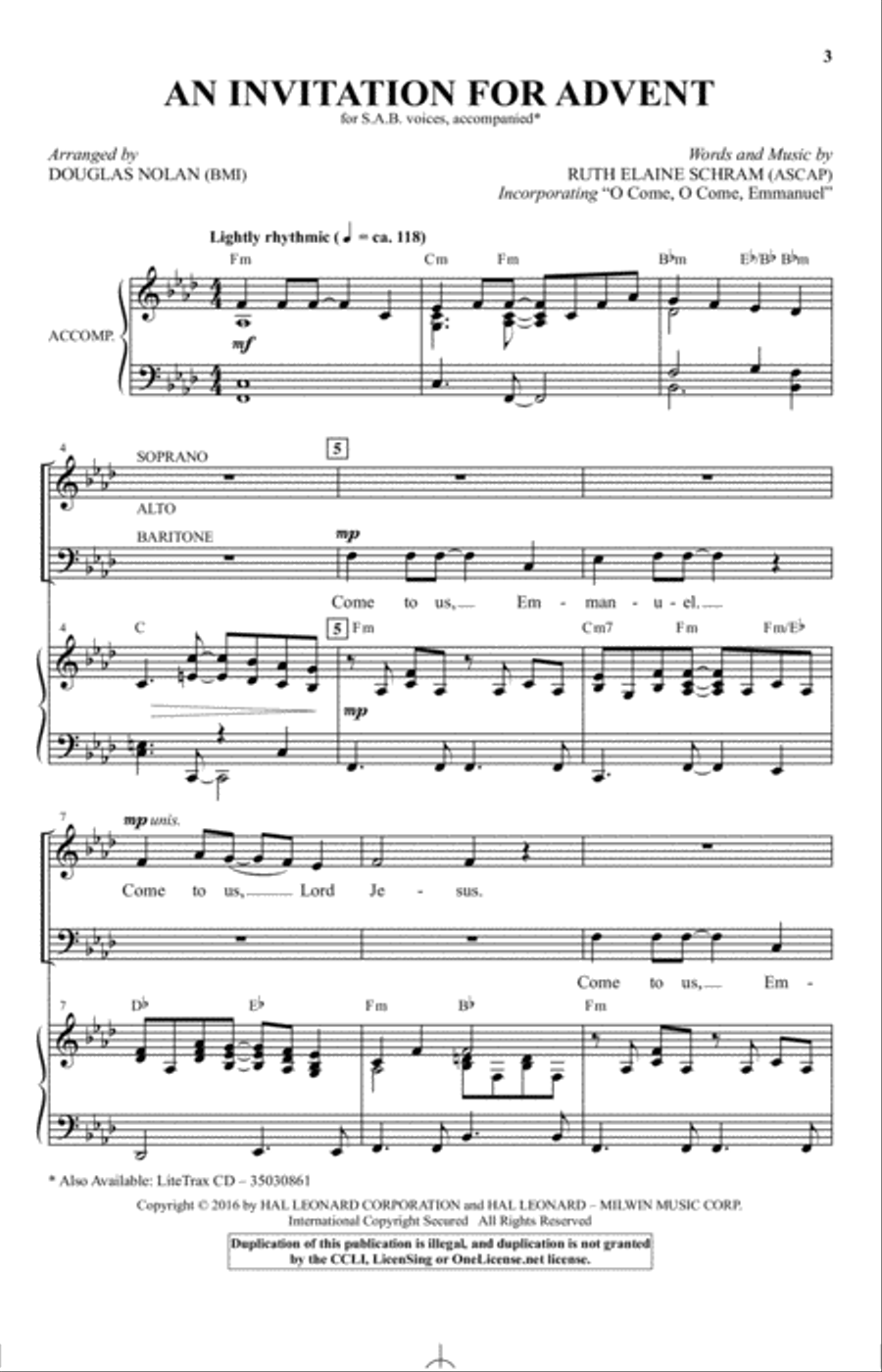An Invitation For Advent An Invitation For Advent 3-Part scores gallery preview page 1