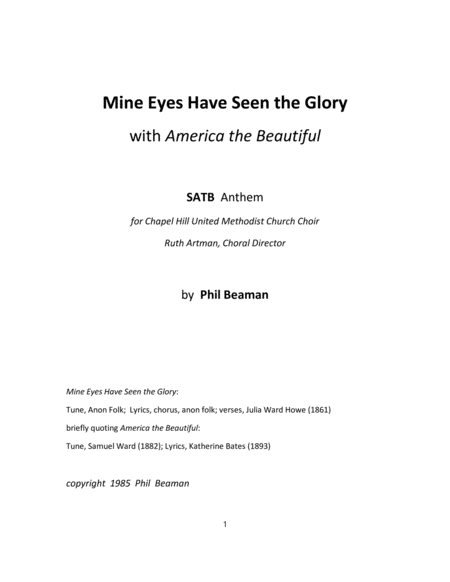 Mine Eyes Have Seen the Glory-America the Beautiful-SATB image number null