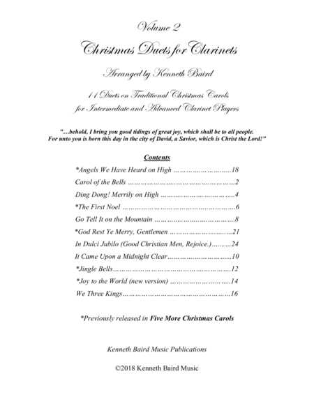 Christmas Duets, Volume 2, for Clarinets image number null