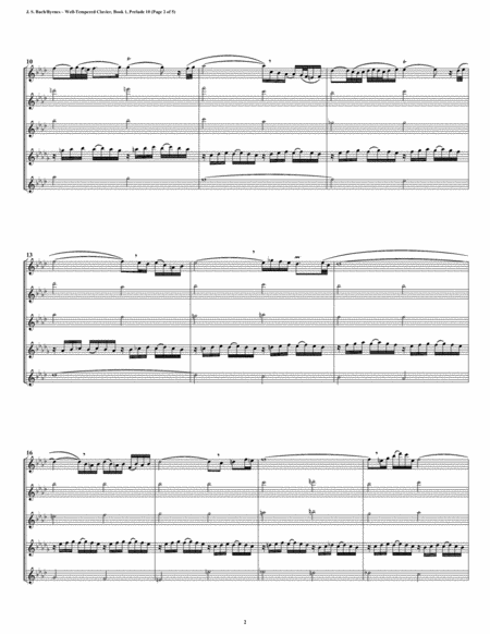 Prelude 10 from Well-Tempered Clavier, Book 1 (Flute Quintet) image number null