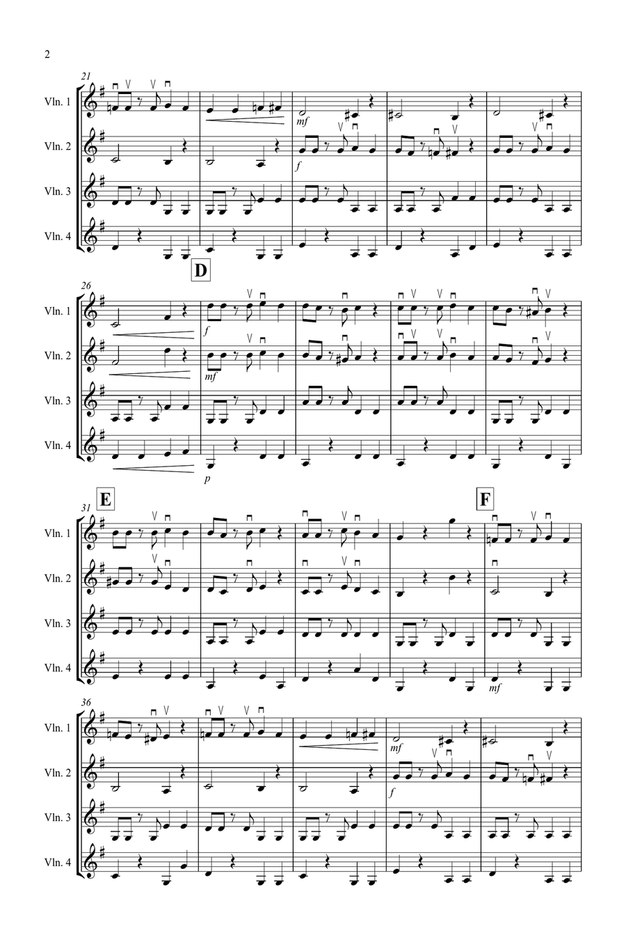 Tango Al Fresco For Beginning Violin Quartet Small Ensemble scores gallery preview page 2