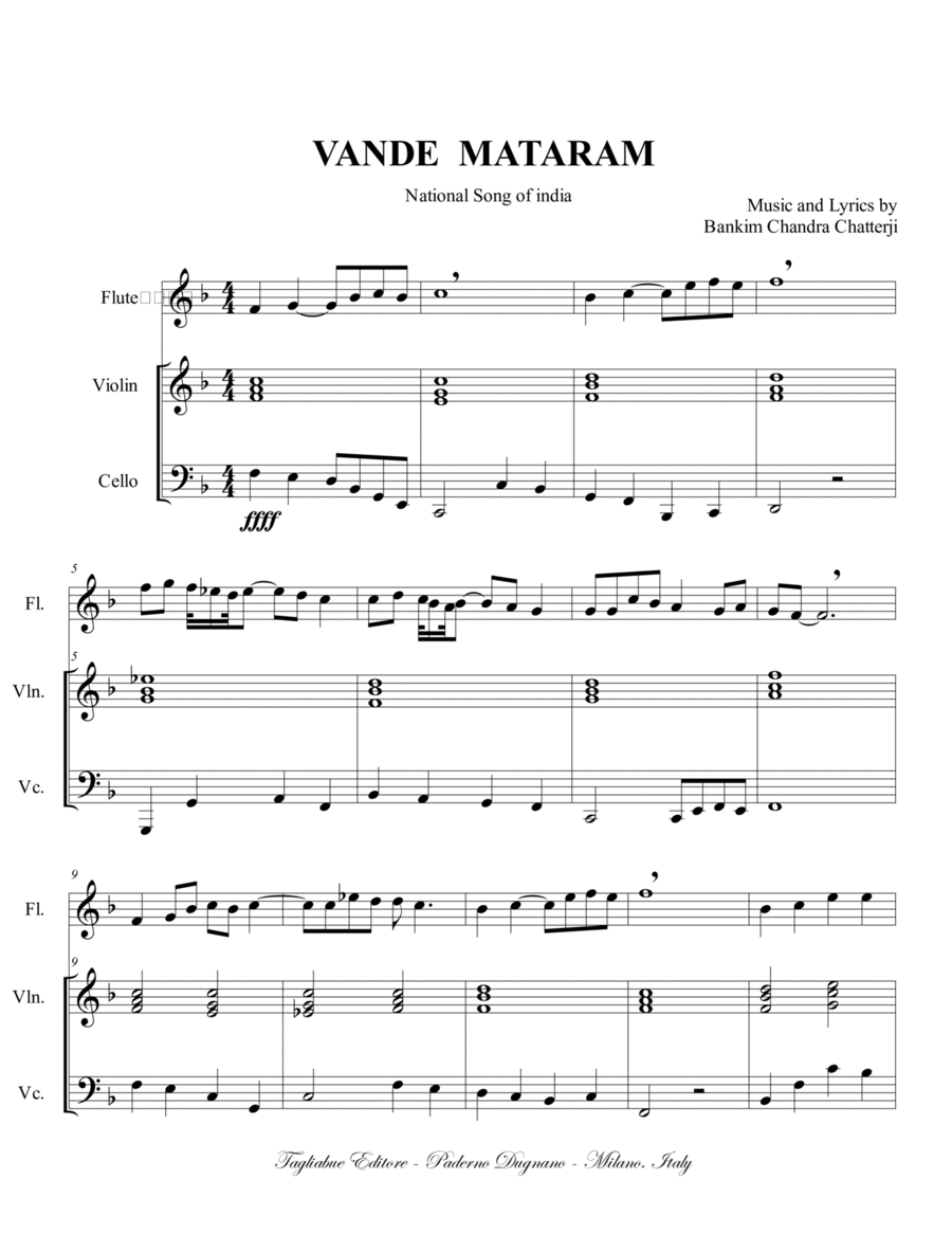 VANDE MATARAM - National Song of India - Score Only Score scores gallery preview page 1