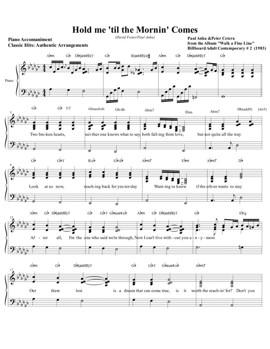 Hold Me 'til The Mornin' Comes Voice scores gallery preview page 1