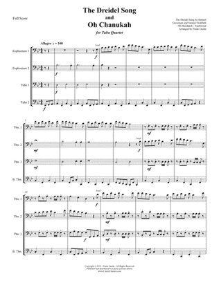 The Dreidel Song and Oh Chanukah for Tuba Quartet