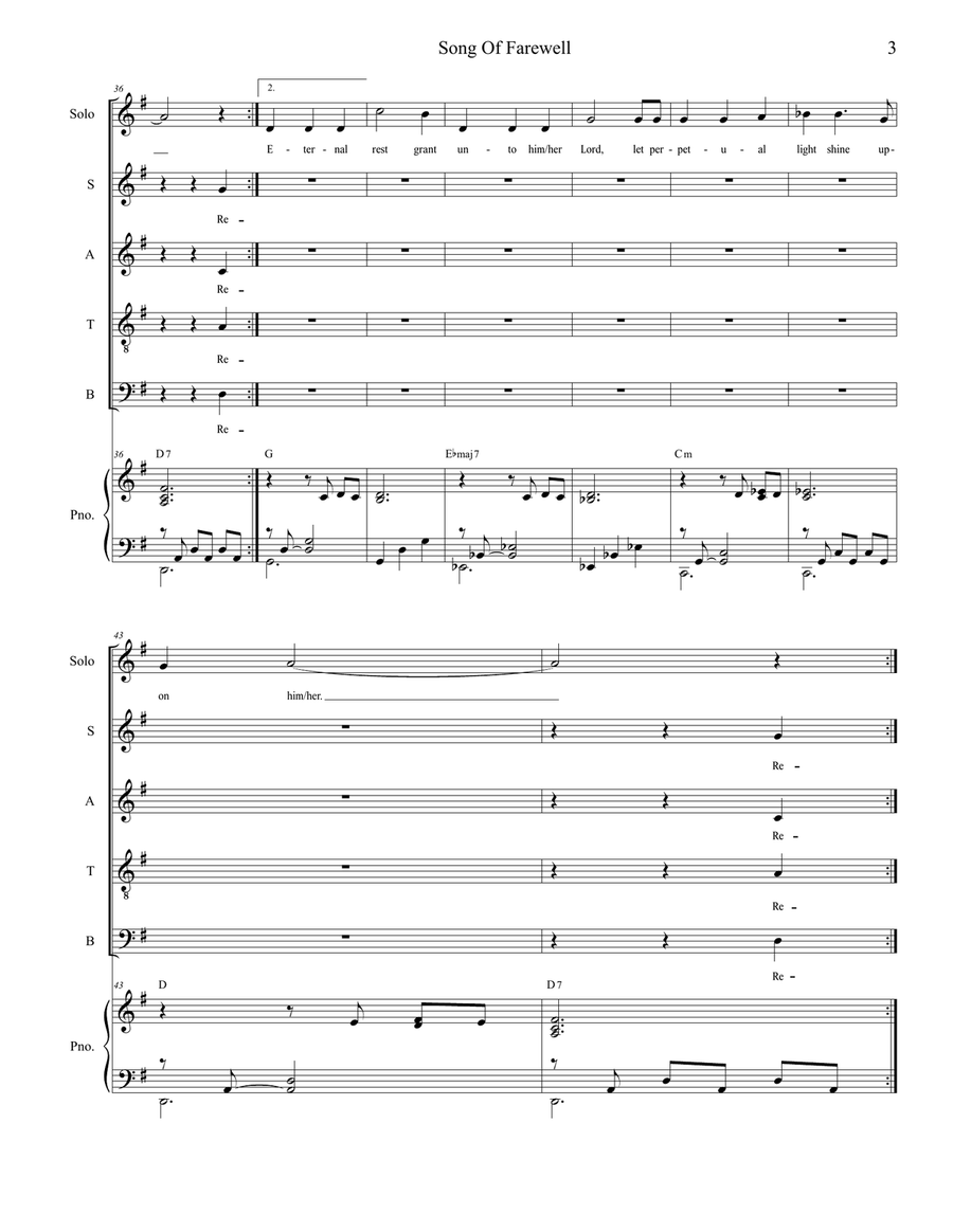 Song Of Farewell Song Of Farewell 4-Part scores gallery preview page 3