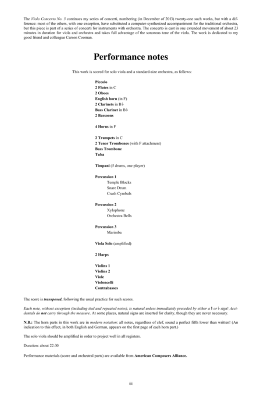 [Melby] Concerto No. 3 for Viola and Orchestra Full Orchestra scores gallery preview page 3