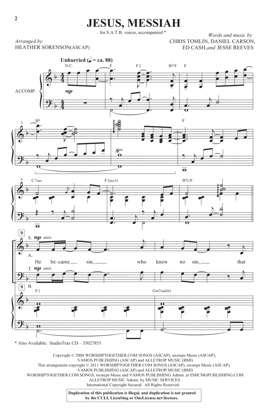 Jesus Messiah Jesus Messiah 4-Part scores gallery preview page 1