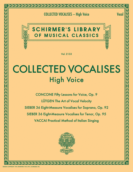 Collected Vocalises: High Voice - Concone, Lutgen, Sieber, Vaccai