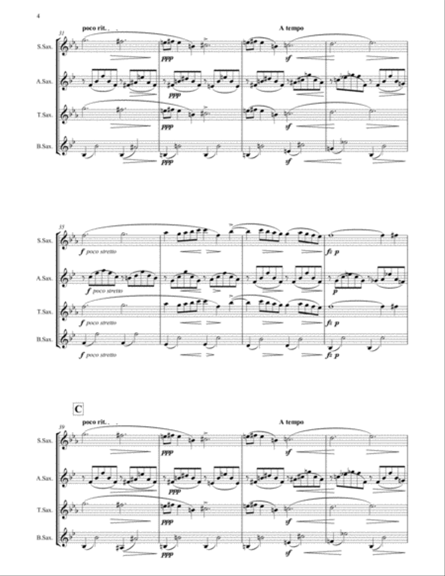 Nocturne Op.9 No.1 arranged for Saxophone Quartet Saxophone Quartet scores gallery preview page 5