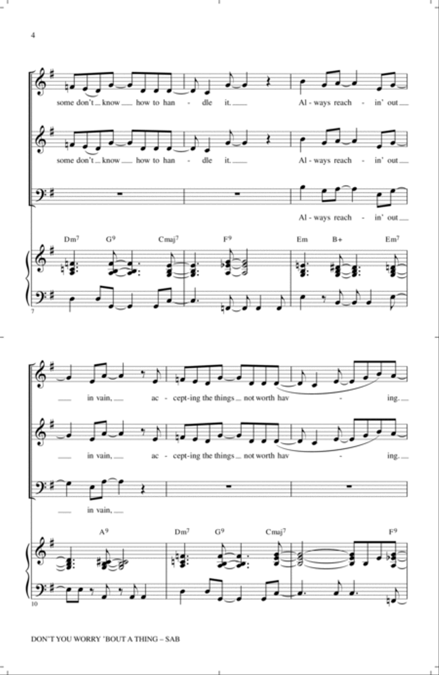Don't You Worry 'Bout A Thing (arr. Roger Emerson) 3-Part scores gallery preview page 2