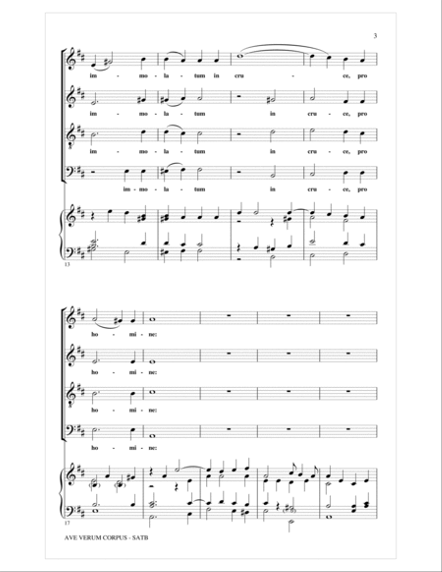 Ave Verum (Jesu, Word of God Incarnate) 4-Part scores gallery preview page 3
