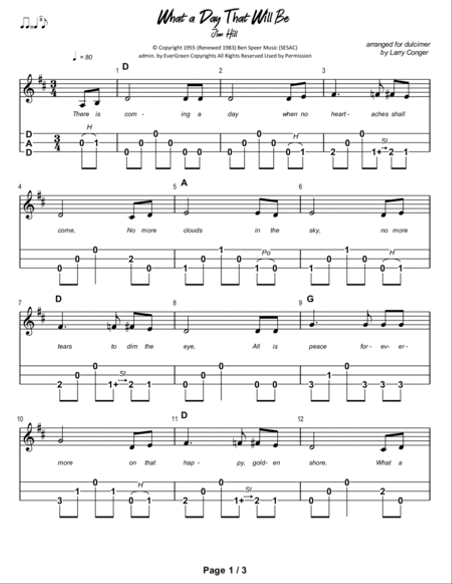 What A Day That Will Be Dulcimer scores gallery preview page 2