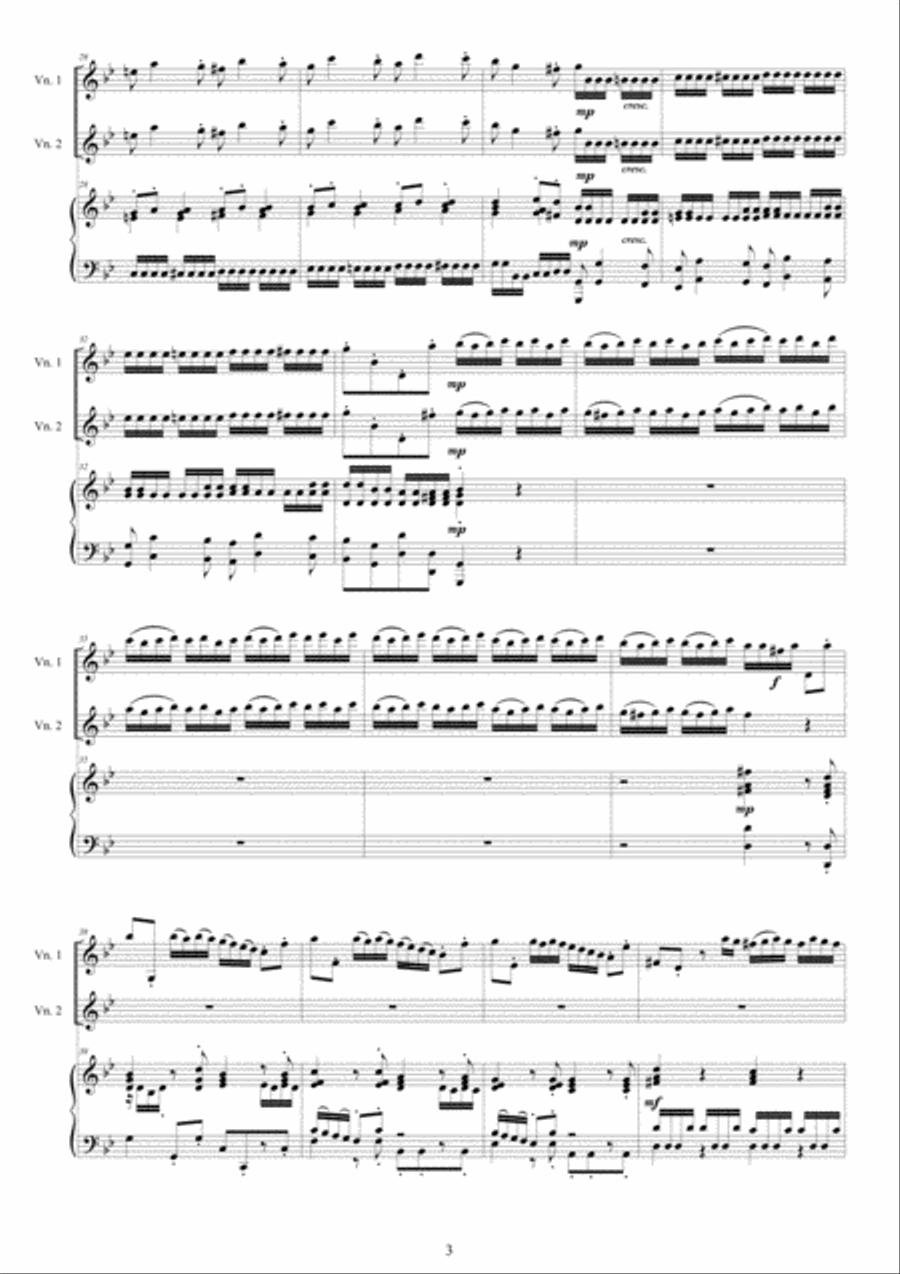 Vivaldi - Violin Concerto No.2 in G minor RV 578 Op.3 for Two Violins and Piano String Duet scores gallery preview page 3