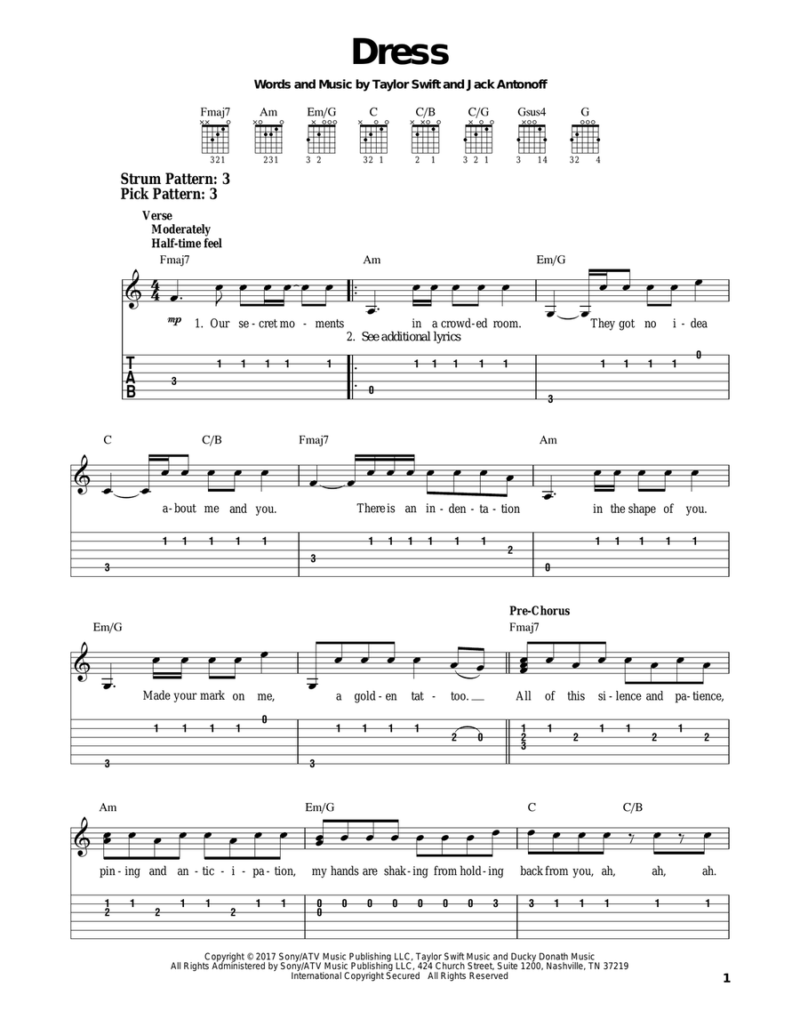 Dress Acoustic Guitar scores gallery preview page 1