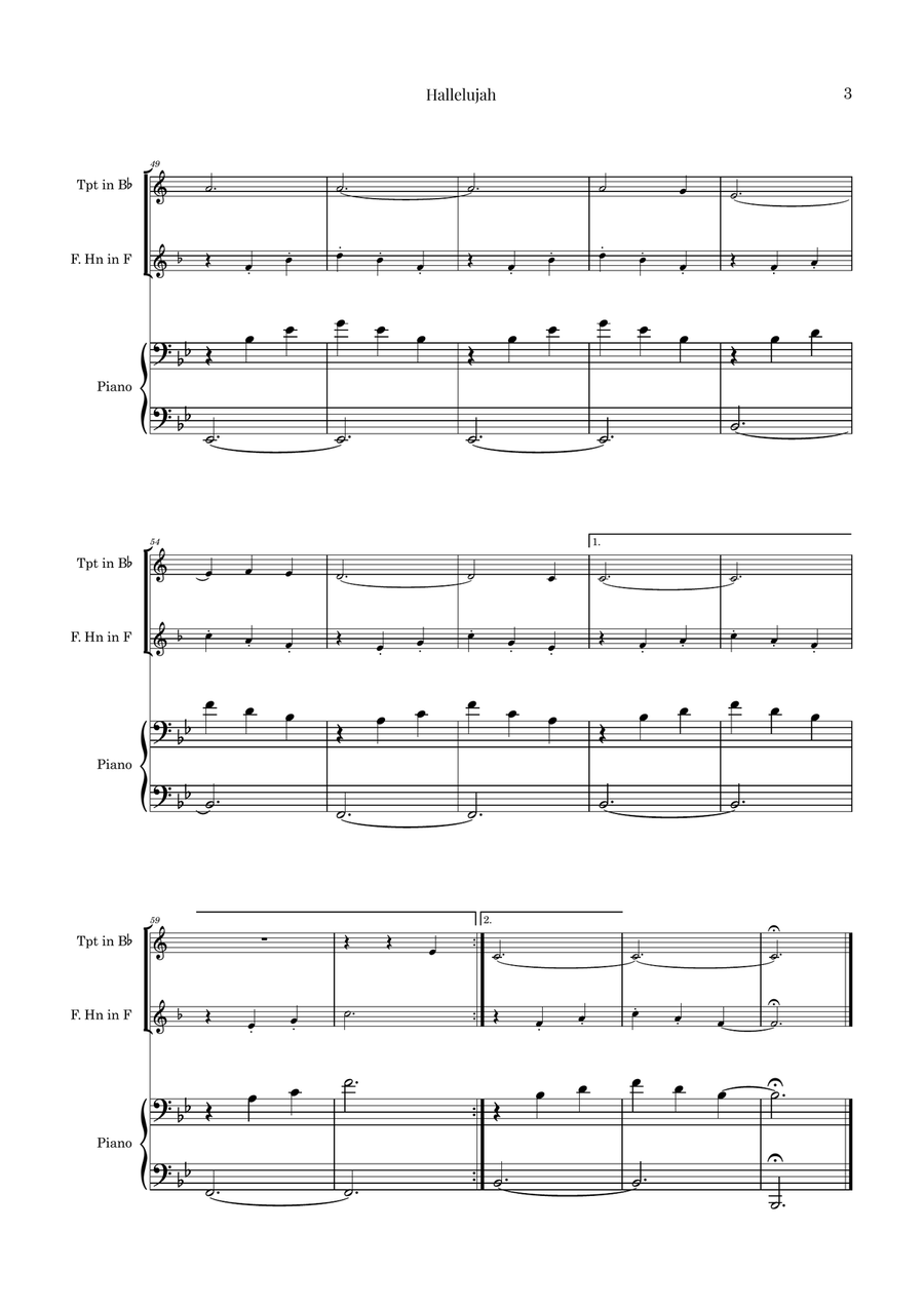 Hallelujah Brass Duet scores gallery preview page 3