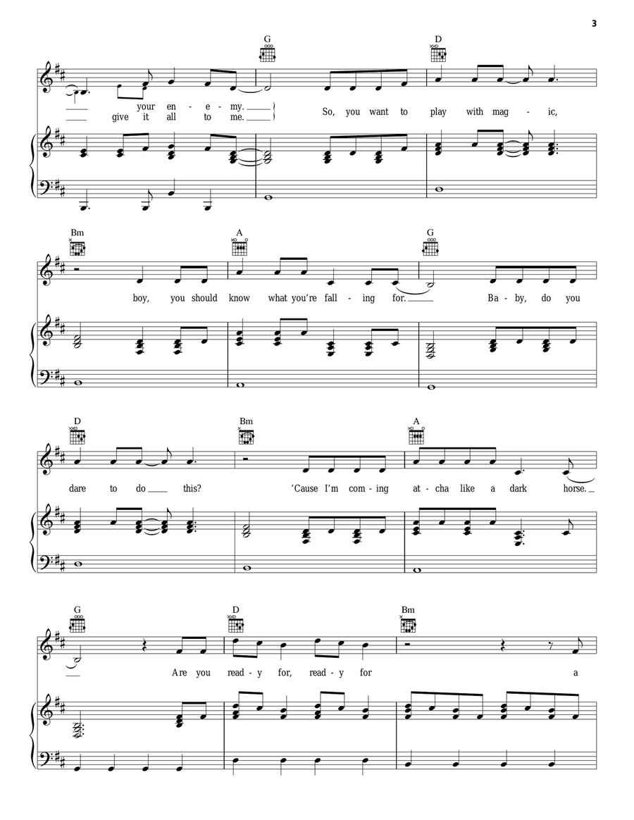 Dark Horse Dark Horse Piano, Vocal, Guitar scores gallery preview page 3