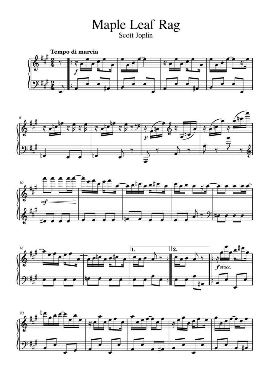 Maple Leaf Rag Piano Solo scores gallery preview page 1