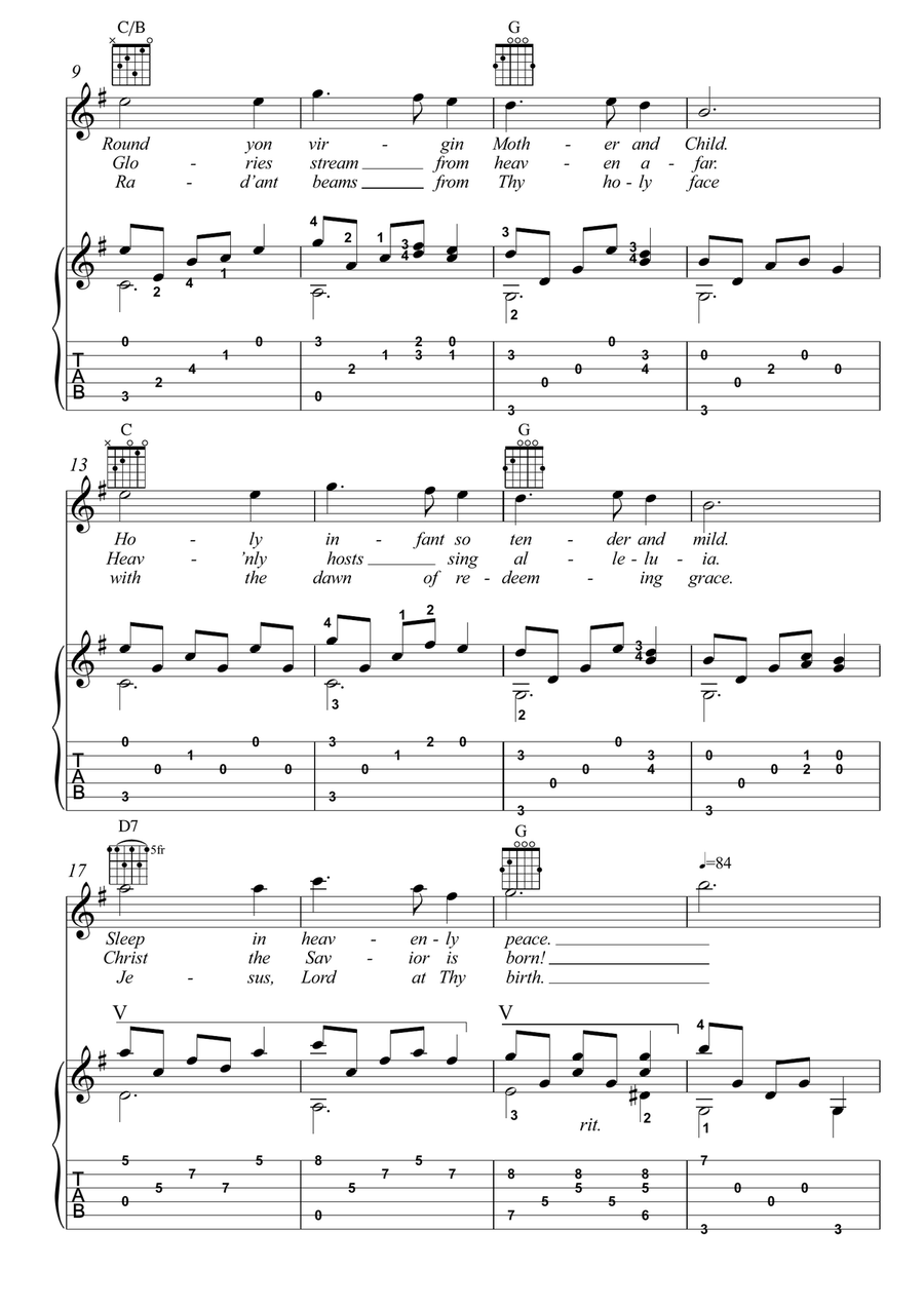 Silent Night Christmas carol Violin guitar duet String Duet scores gallery preview page 2