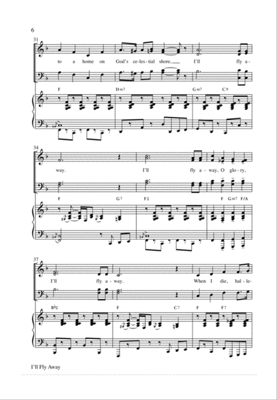 I'll Fly Away 4-Part scores gallery preview page 6