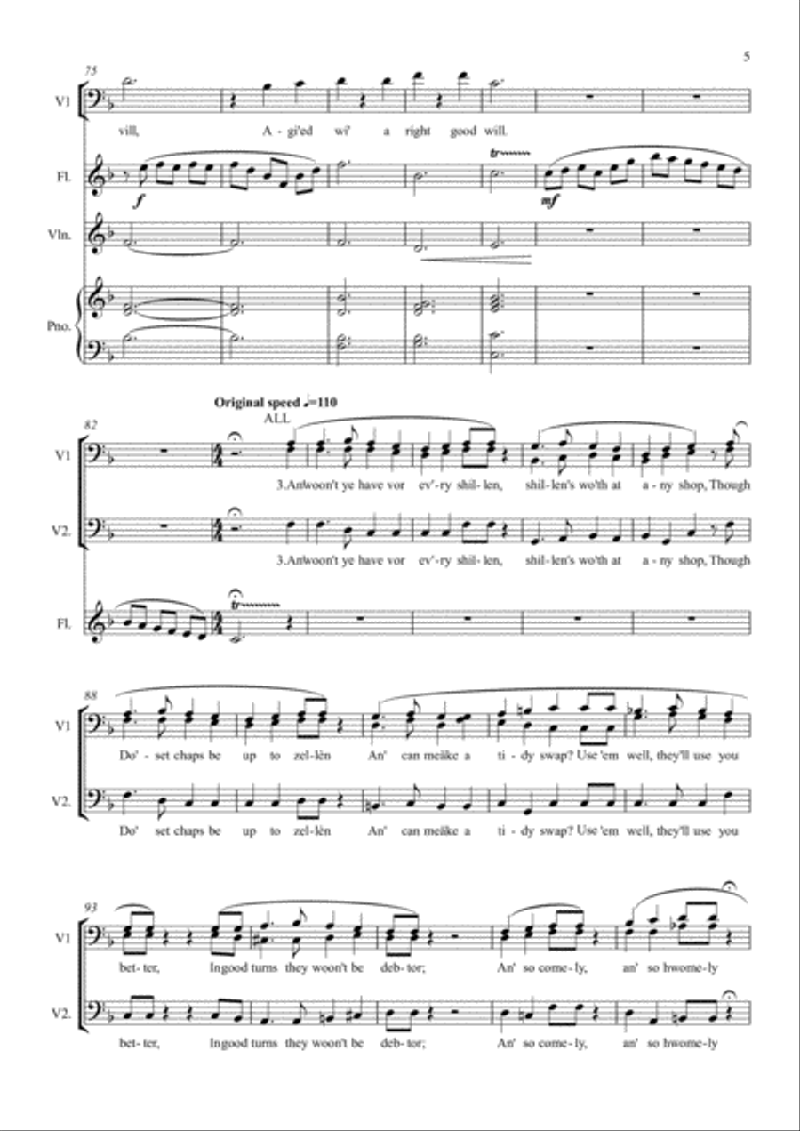 William Barnes Suite - 5. Praise o' Dorset 4-Part scores gallery preview page 5