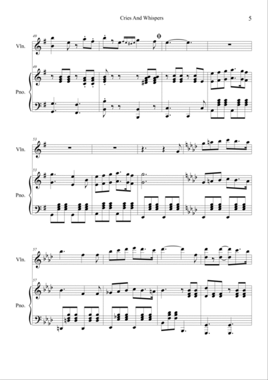 Cries and Whispers Violin Solo scores gallery preview page 5