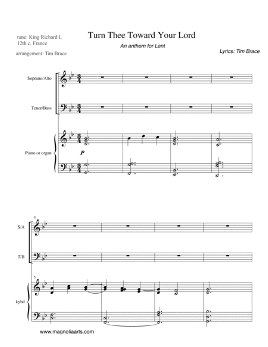 Turn Thee Toward Your Lord 4-Part scores gallery preview page 1