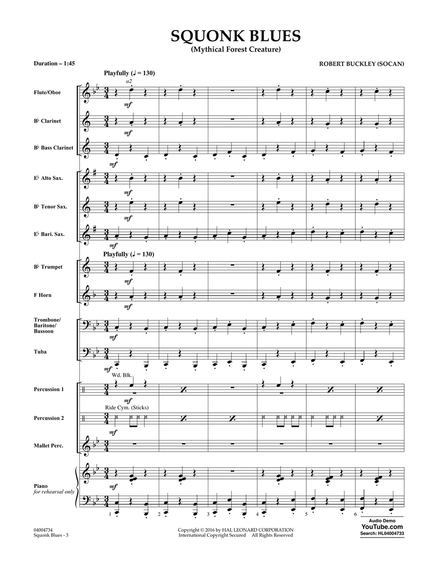 Squonk Blues - Conductor Score (Full Score) Concert Band scores gallery preview page 3