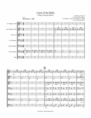 Carol of the Bells (F min) (Brass Septet - 2 Trp, 1 Hrn, 3 Trb, 1 Tuba)