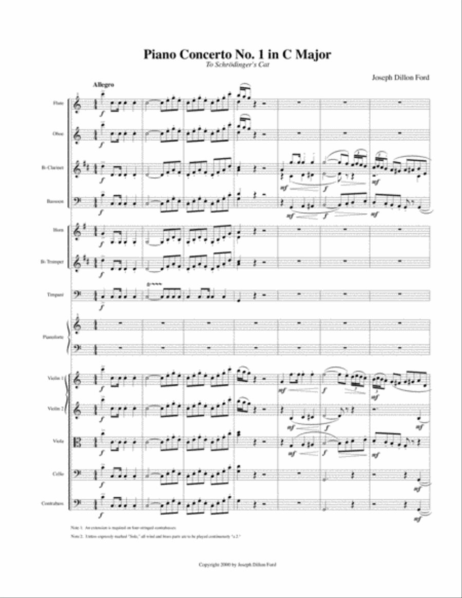 Piano Concerto No. I in C Major ("Schroedinger's Cat") - Orchestral Score and Parts - 1st movement image number null