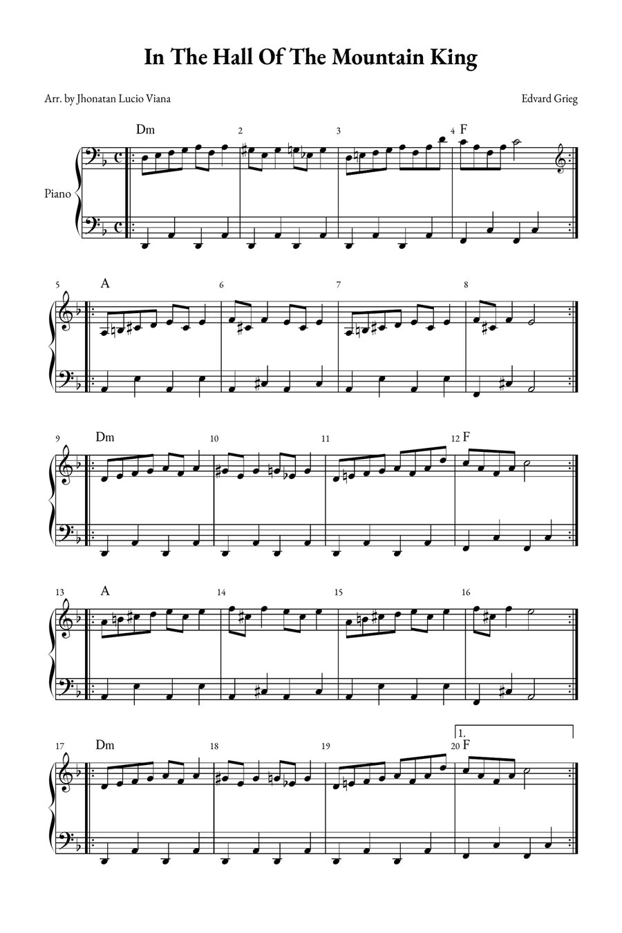 In The Hall of the Mountain King Easy Piano scores gallery preview page 1