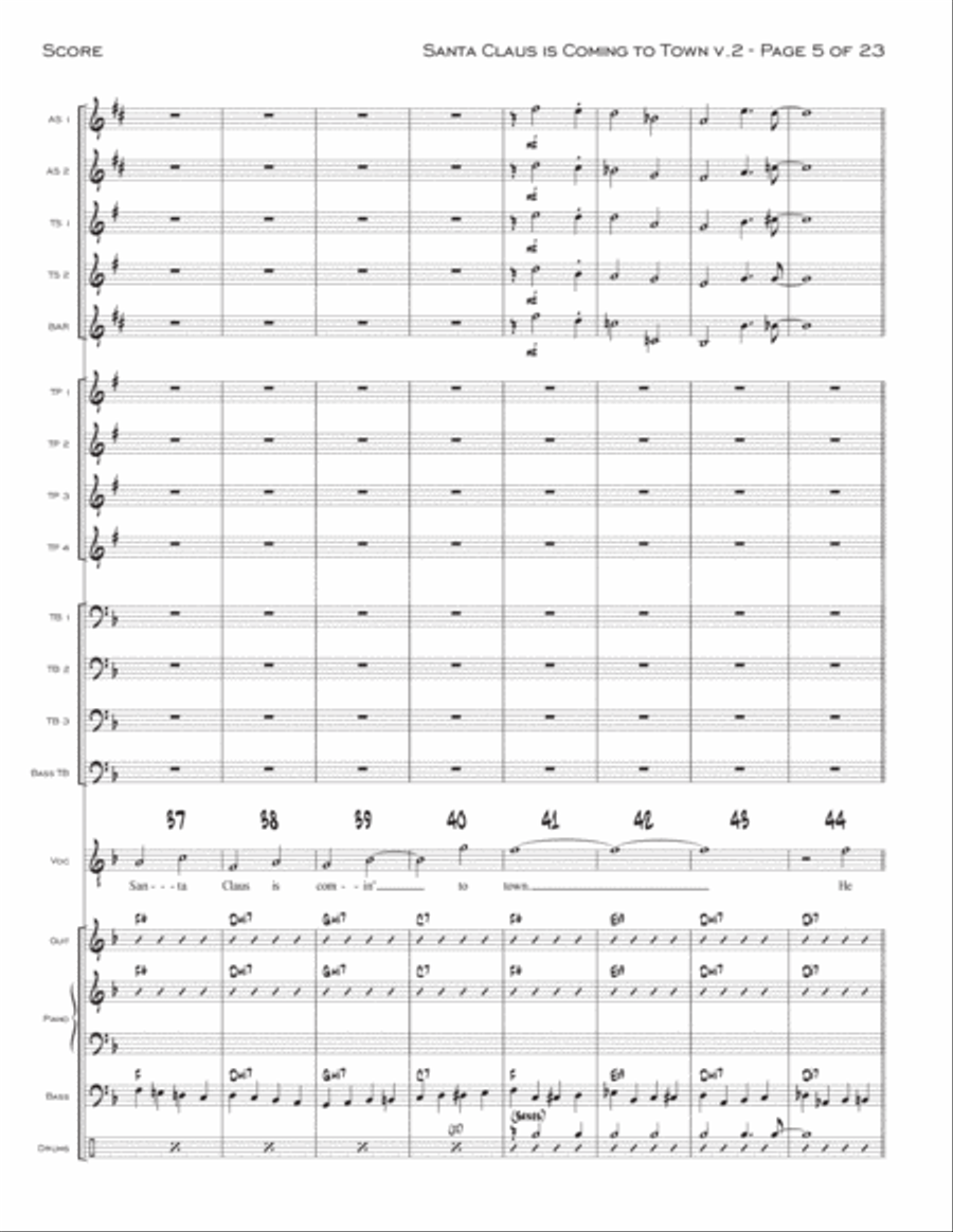Santa Claus Is Comin' To Town Jazz Ensemble scores gallery preview page 5