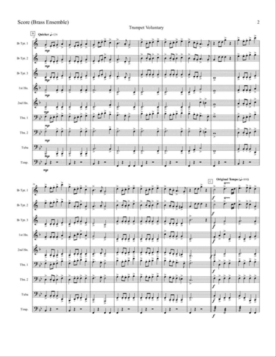 Trumpet Voluntary Brass Ensemble scores gallery preview page 3