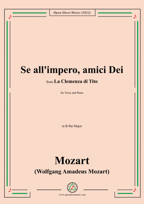 Book cover for Mozart-Se all'impero,amici Dei,in B flat Major,from La Clemenza di Tito,for Voice and Piano