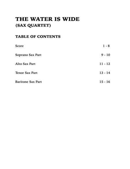 The Water is Wide (Sax Quartet: SATB) image number null