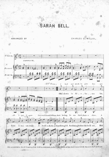 Cheer up Sam, or, Sarah Bell. A Beautiful Ethiopian Melody and Chorus