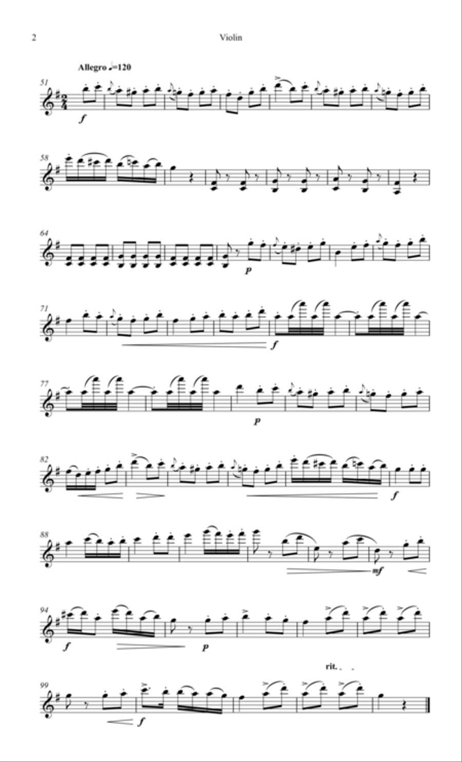 Andante & Allegro for Violin & Harp or Piano String Duet scores gallery preview page 3